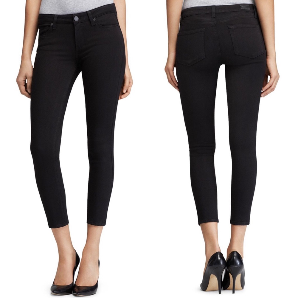 Paige Transcend Verdugo Crop Skinny Jeans Black Overdye